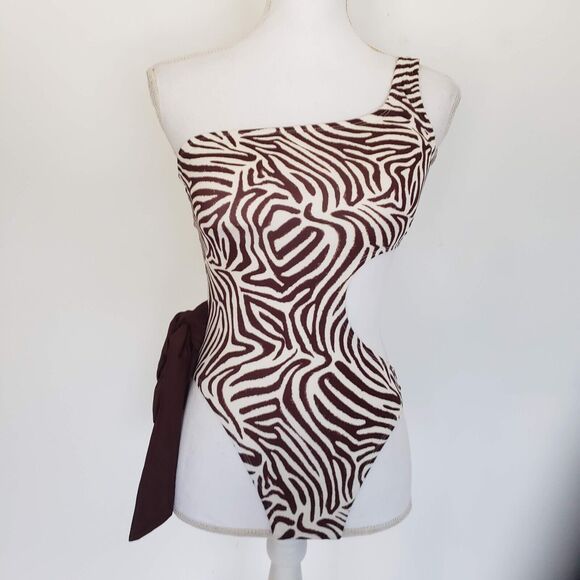 NEW!! Sundazed Women SIZE Mocha Mia Zebra-Print One-Shoulder One-Piece Swimsuit - Picture 10 of 10